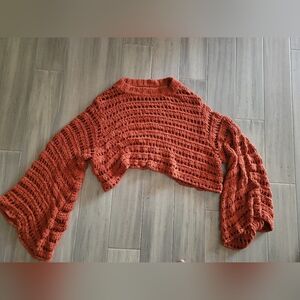 Free People Oversized Cropped Open Knit Sweater